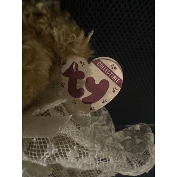 Vintage Ty Attic Treasure Collectible Teddy Bear With Lace Cape & Floral Crown - Picture 7 of 8